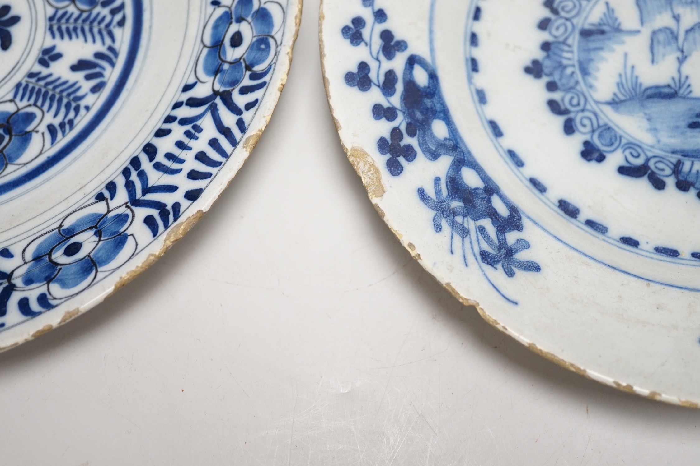 Two 18th century Delft plates, 24cm